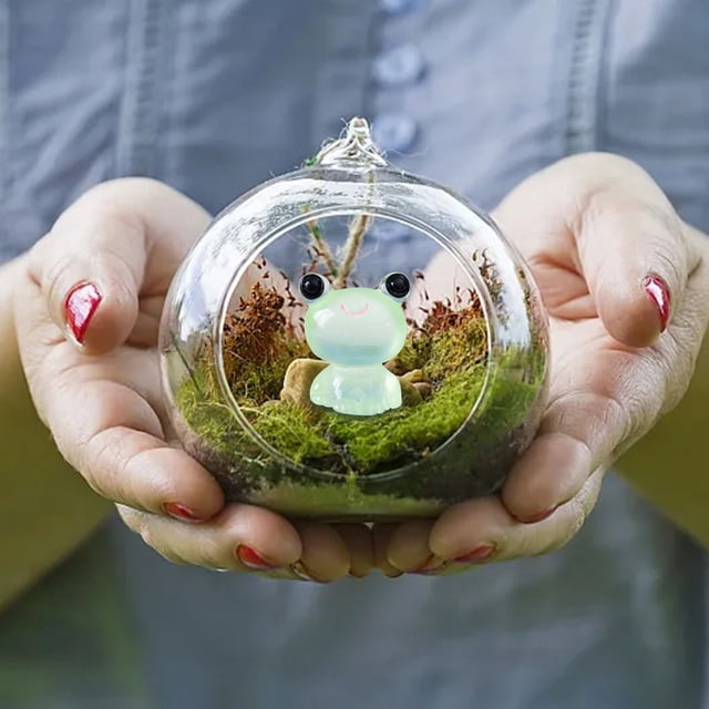 EGNMCR Room Decor Home Decor Micro Ornaments Resin Crafts Moss Fish Tank Landscaping Colorful Fluorescent Night Light Tabletop Small Ornaments Frog Night Light