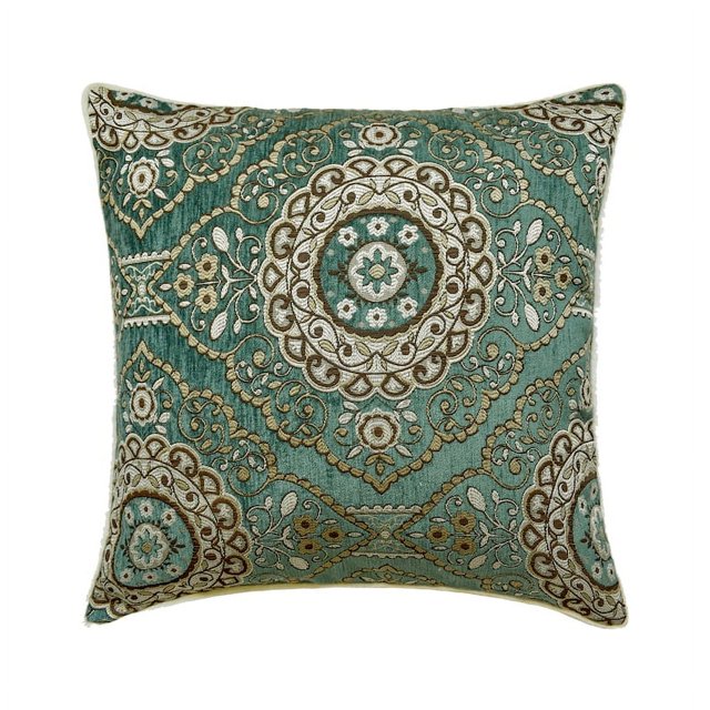 The HomeCentric Decorative Blue Pack of 2, 24x24 inch (60x60 cm) Throw Pillows, Velvet Jacquard Throw Pillows For Couch, Abstract Pattern Contemporary Style Easter - Ahmet