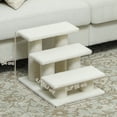 thumbnail image 3 of PawHut 3-Step Pet Stairs, Carpeted Cat Scratching Post, Beige, 3 of 10