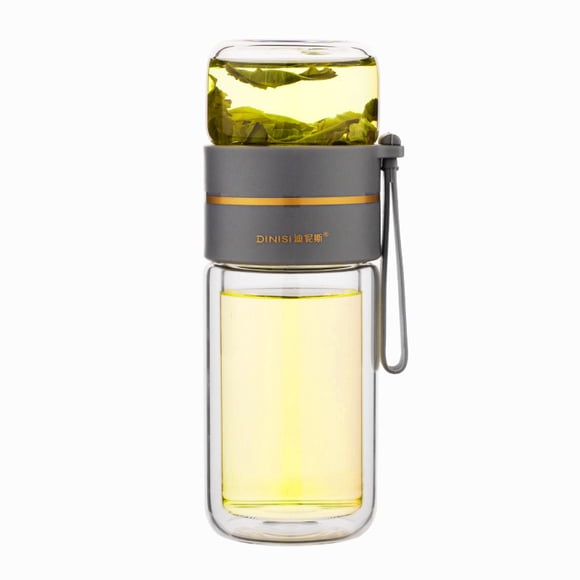 Double Wall Glass Tea Infuser Bottle Tea Tumbler With Infuser Portable Tea Bottle For Loose Tea Travel Tea Mug With Strainer Dual-use Tea Cup