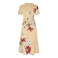 thumbnail image 4 of Pisexur Robes d'Été pour Femmes à Col Rond, Robe Fluide Plissée Tendance à Manches Courtes, Mode avec Poche, Robe d'Été de Plage Évasée à Imprimé Floral, 4 of 4