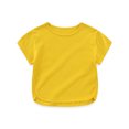 thumbnail image 1 of Cethrio T-Shirts à Manches Courtes pour Filles, Col Rond en Coton, Jaune, Taille 2-3, 1 of 7