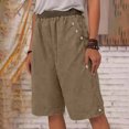 thumbnail image 2 of Pantalon à Taille Élastique pour Femmes Femmes Printemps et Uni Taille Élastique Coton Lin Polyvalent Jambe Droite Pantalon Décontracté Capris Pantalon Coton Lin Femmes Capris à Taille Élastique pour Femmes, 2 of 7