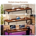 thumbnail image 4 of Fnova 78.7" Modern Computer Desk with Wood Desktop, Metal Frame Office Desk, Rustic Brown, 4 of 14