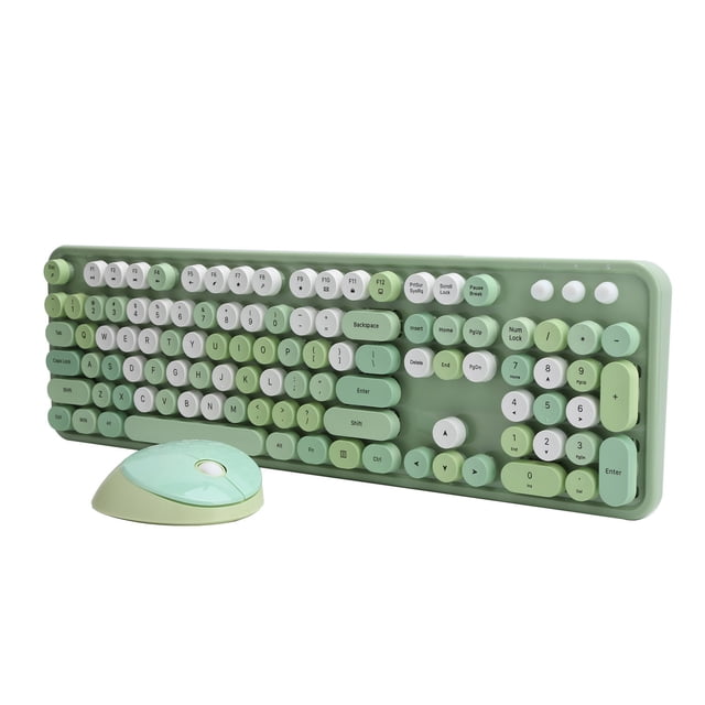 Ensemble Clavier et Souris Mignon pour Bureau, 104 Touches, Sensation Mécanique, Style Rétro de Machine à Écrire, Connexion USB, Compatible
