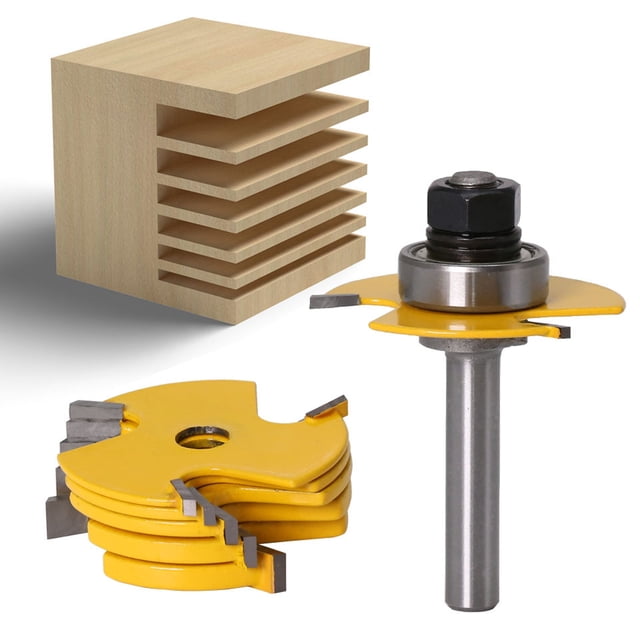 Graflsoa Ensemble de Découpe-Fente Réglable avec 6 Lames Interchangeables, Tige de 8mm, Matériau en Alliage pour Projets de Menuiserie, Kit d'Outils de Rainage DIY