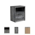 thumbnail image 3 of Bowery Hill Table de Nuit à 1 Tiroir avec Ports USB, Gris, 3 of 6