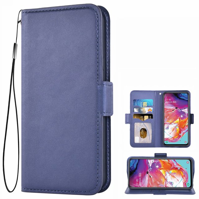 Samsung Galaxy A70 Case, Mobile Phone Leather Case PU Leather Cover Wallet Cell Phone Case Cover Compatible for Samsung Galaxy A70 Leather Case - Blue