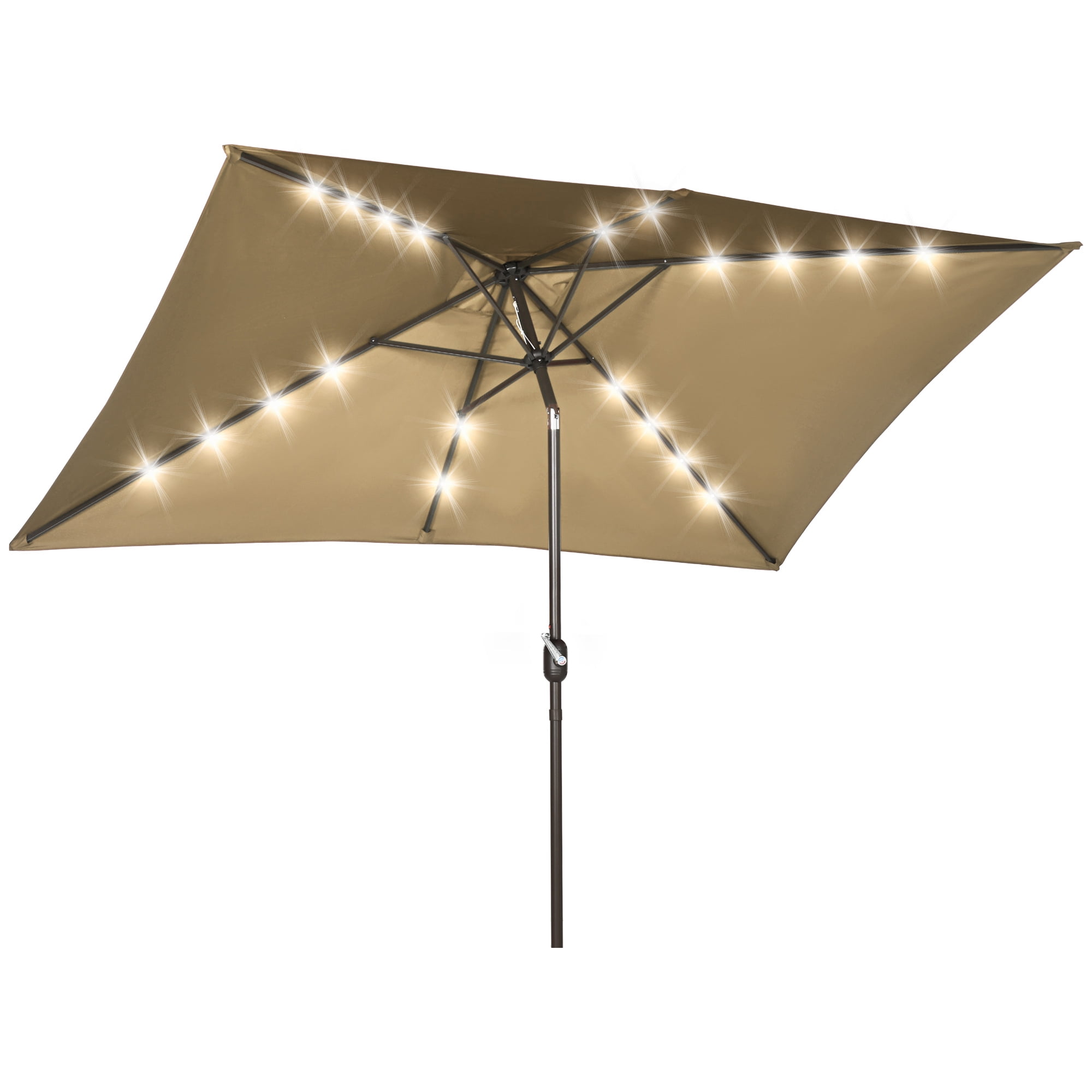 Outsunny Patio Umbrella Rectangle Outdoor Market Parasol (Light Coffee)