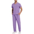 thumbnail image 2 of Pounoo Mens Scrub Sets Short Sleeve V Neck Multiple Pockets Medical Work Hospital Clinic Comfortable Uniforms Sets Scrubs Gift, 2 of 7