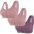 thumbnail image 1 of biudgviw Front Closure Bras for Women 3 Pc Wireless Support Full Coverage Cotton Bras Comfortable Everyday Bralettes, 1 of 2