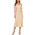 thumbnail image 2 of INSPIRE CHIC Women's Floral Lace Cardigans Tie Front Ruffled Hem Sheer Crop Bolero Shrug XS Pink, 2 of 8