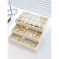 thumbnail image 2 of 1pc Jewelry Box With 3 Drawers, Multiple Compartments, Display Stand, Compact Jewelry Organizer For Earring, Ring, Necklace, Lipstick, Skin Care, 2 of 5
