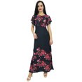 thumbnail image 3 of Bimba Robe Maxi Noire à Manches pour Femme à Fleurs en Georgette Tenue d'Été-28, 3 of 8