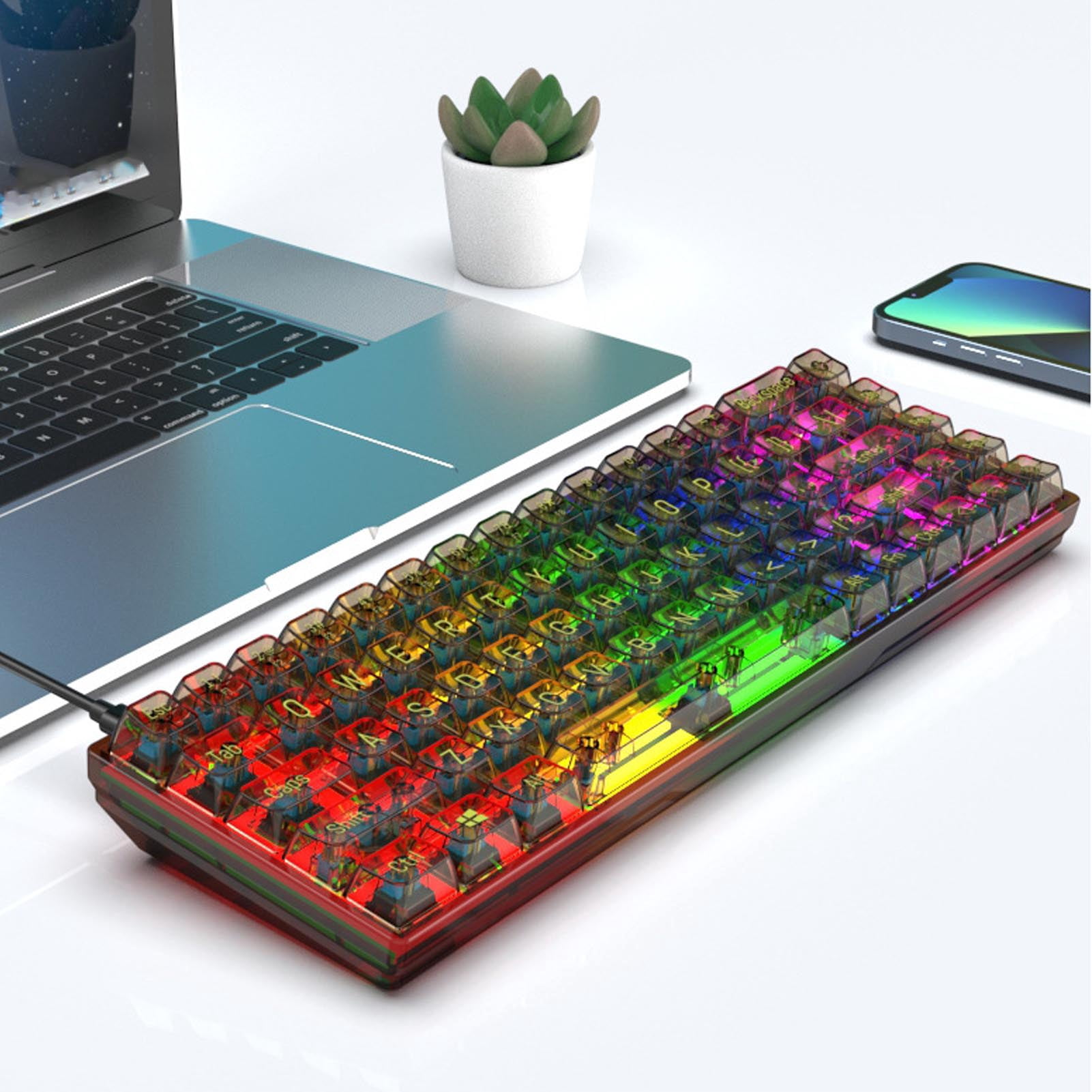 60% Mechanical Keyboard, Ergonomic RGB Keyboard 68 Keys with Blue Switch for PC Laptop