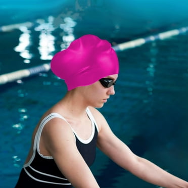 EGNMCR Swimming Equipment Silicone Swim Cap For Men And Women Plain Color High Elasticity Breathable Swimming Cap Waterproof Skids Proof And Tightening The Head Silica gel swim cap