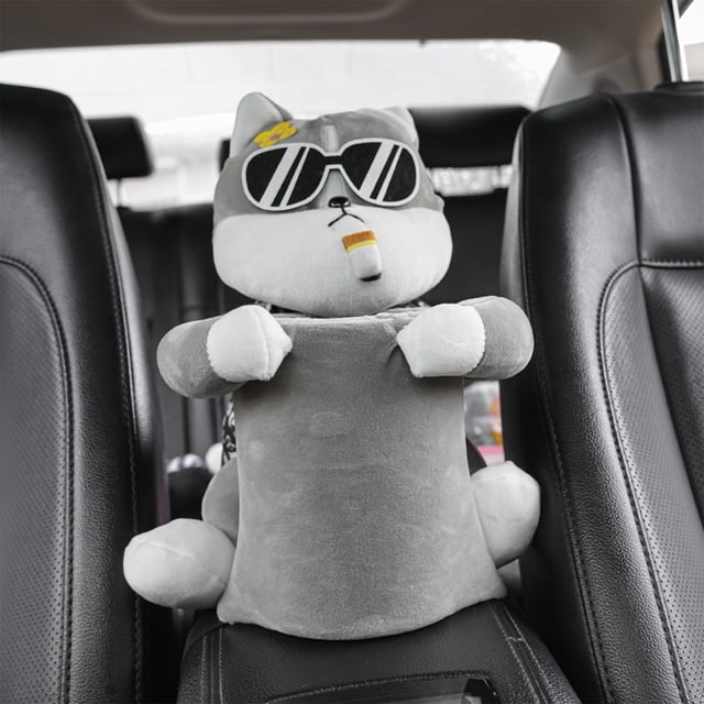 CEHVOM Car Trash Bin,Trash Bin For Car Interior,Car Trash Bin Door,Car Trash Bin Armrest Box Multifunctional Tissue Drawer Storage Box Cute Car Interior Storage Bin