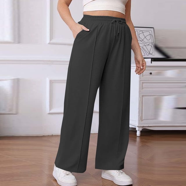 AUNVITO Women's Plus Size Casual Drawstring Sweatpants with Pockets for Sporty and Comfortable Style