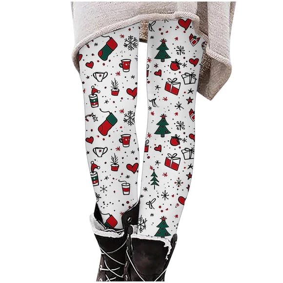 Christmas Pajama Pants, Girls' Printed High Waist Stretchy Soft Tights
