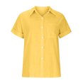 thumbnail image 4 of asjyhkr Blouses for Women Button down Short Sleeve T Shirt Solid Color Fashion Summer Tops Solid Color, 4 of 5