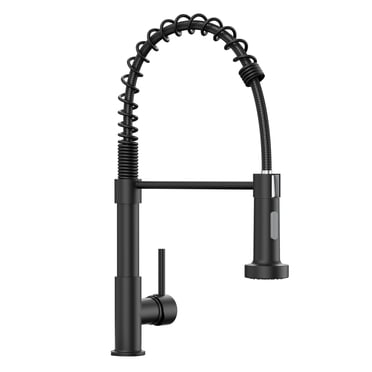 APPASO Matte Black Commercial Kitchen Faucet with Pull Down Sprayer, Stainless Steel Single Handle Spring Sink Faucet, Dual Function, 1 or 3 Hole Installation