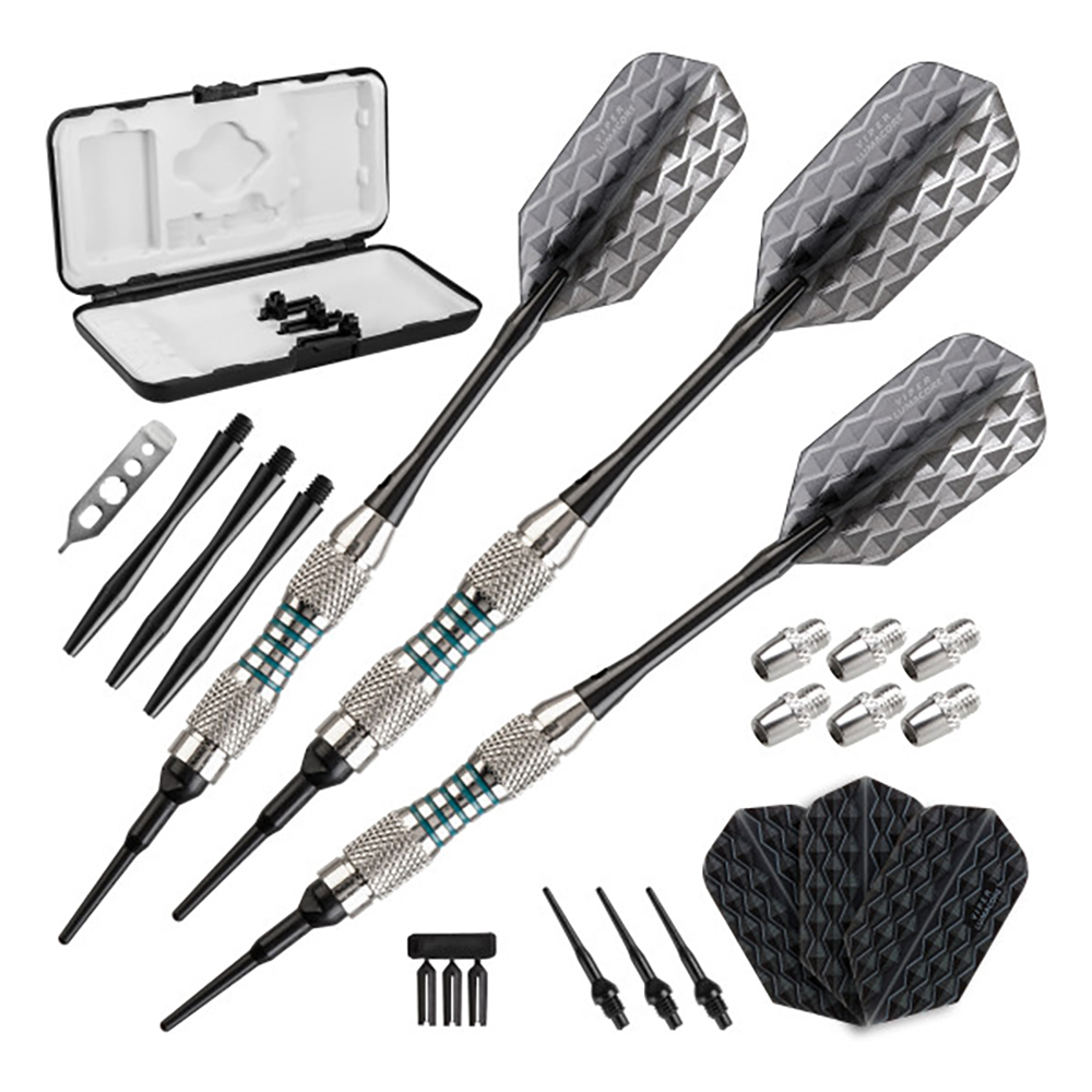 Viper Bobcat Nickel Plated Adjustable Soft Tip Darts w/ Green Rings, 16-19 Grams