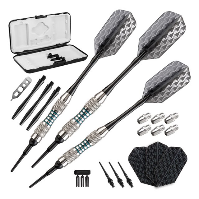 Viper Bobcat Nickel Plated Adjustable Soft Tip Darts w/ Green Rings, 16-19 Grams