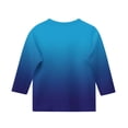 thumbnail image 4 of 2025 T-Shirts Décontractés pour Filles Manches 3/4 Col Rond Tops d'Été T-Shirts Unis Blouses d'Automne Chandail Tops Bleu, 4 of 6