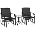 thumbnail image 1 of Outsunny Ensemble de 3 Pcs pour Patio avec Fauteuils Berçants, Ensemble de Balancelles d'Extérieur avec Table en Verre, 1 of 10