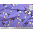 thumbnail image 3 of Soimoi Purple Poly Georgette Fabric Architectural Frame & Paper Bird Art & Craft Decor Fabric Printed Yard 42 Inch Wide, 3 of 3