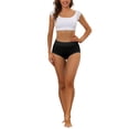thumbnail image 2 of INSPIRE CHIC Women's Cotton Underwear High-Rise Lace Trim Tummy Control Full Coverage Brief M Black, 2 of 4