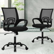 Mesh Desk Chair Set of 2,Ergonomic Office Chair Computer Chair with Lumbar Support& Armrests, Adjustable Mid-Back Computer Desk Chair, Modern Executive Rolling Swivel for Adults,Black