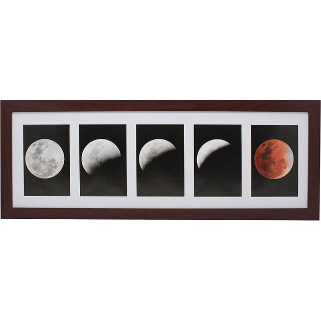 8x24 Collage Black Gallery Picture Frame with Five 4x6 Inch Openings - Wide Molding - Includes Both Attached Hanging Hardware and Desktop Easel - Display Four 4 x 6 Photos Horizontal or Vertical
