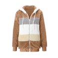 thumbnail image 5 of EGNMCR Womens Winter Fuzzy Fleece Jacket Hooded Color Block Patchwork Cardigan Zipper Pullover Coats Outerwear with Pockets, 5 of 5