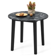 Gymax 35''  Kitchen Table Round Dining Table w/ Marble-textured Veneer Tabletop Black
