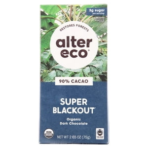 Alter Eco - Chocolat noir biologique 90% Cacao Super Blackout - 2.65 oz.