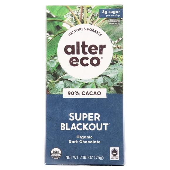 Alter Eco - Organic Dark Chocolate 90% Cacao Super Blackout - 2.65 oz.