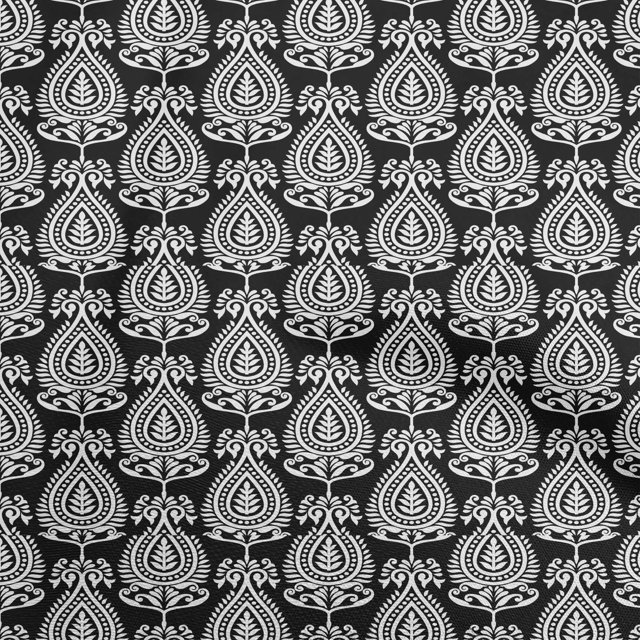 oneOone Velvet Black Fabric Asian Block Craft Projects Decor Fabric Printed By The Yard 58 Inch Wide