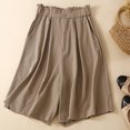 thumbnail image 2 of Diufon Elastic Ruffle Waist Shorts for Women Cotton Linen Pleated Shorts Pockets Solid Color Button Shorts, 2 of 7