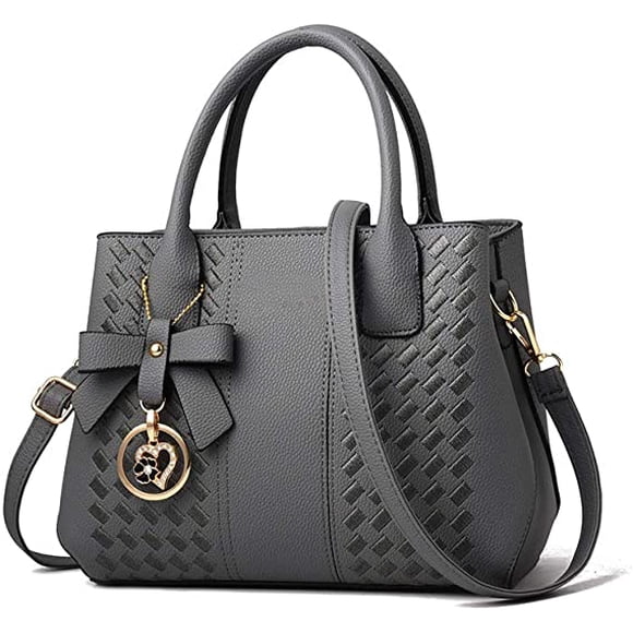 JHIJHOO Purses and Handbags for Women Fashion Ladies PU Leather Top Handle Satchel Shoulder Tote Bags Gray