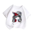 thumbnail image 3 of LUOGENLI T-Shirt pour Filles Enfant Filles Mignon Imprimé Graphique Col Rond Manche Courte Tee Été Décontracté T-Shirt Maxi Hauts avec Fente pour Filles Blanc 8-9 Ans, 3 of 5