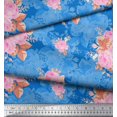 thumbnail image 2 of Soimoi Moss Georgette Fabric Leaves & Rose Floral Print Sewing Fabric Yard 42 Inch Wide, 2 of 3