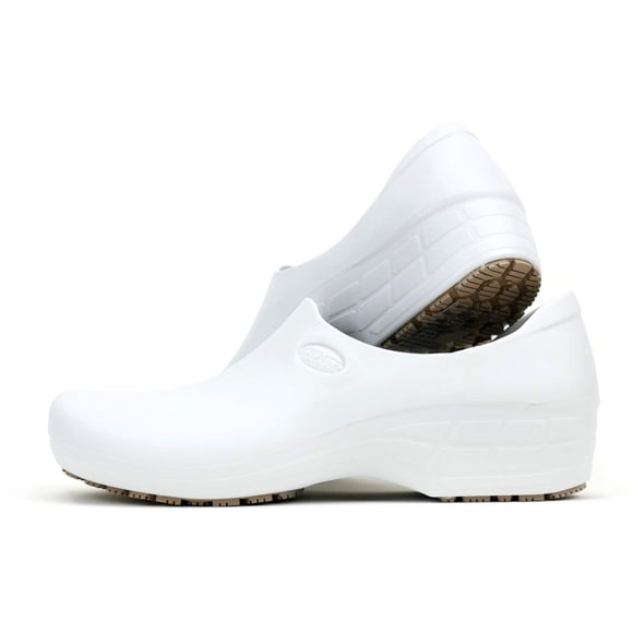 Sticky Nursing Shoes Women - Chefs - Kitchen - Nurses - Clogs for Work - Waterproof Non Slip (White, 8)