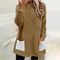 thumbnail image 2 of Yuyuzo Chandails en Molleton en Molleton pour Femmes Automne Hiver Manches Longues Col Rond avec Poches, 2 of 5
