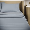 thumbnail image 4 of Beautiful Solid 4-Piece Percale Cornflower Blue Sheet Set, Double by Drew Barrymore, 4 of 5
