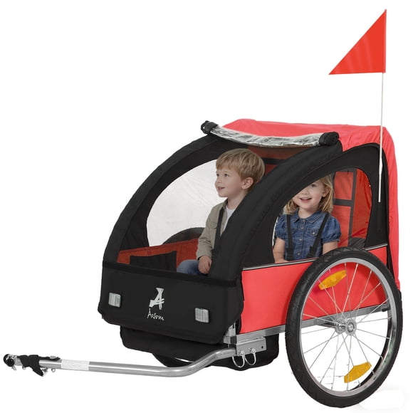 Aosom 2-Seat Kids Child Bicycle Trailer, Red