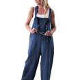 thumbnail image 1 of Women's Sleeveless Linen Wide Leg Jumpsuit Rompers Overalls Harem Pants, 1 of 2