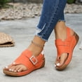 thumbnail image 4 of Women's Platform Tong Sandals Comfortable Wedge Slingback Flip Flops Lightweight Non Slip Open Toe Beach Mules Orange Size 9.5, 4 of 7