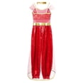 thumbnail image 4 of Hansber Enfants Filles Costumes de Princesse Arabe Déguisement Tenue de Fête Jasmine Cosplay Combinaisons Rouge 12, 4 of 5