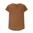 thumbnail image 4 of Tnhcen Blouses en Mousseline Unies à Col Rond pour Femmes / Chemises à Manches Pétales à Manches Courtes P-2TG / Hauts Élégants, 4 of 9